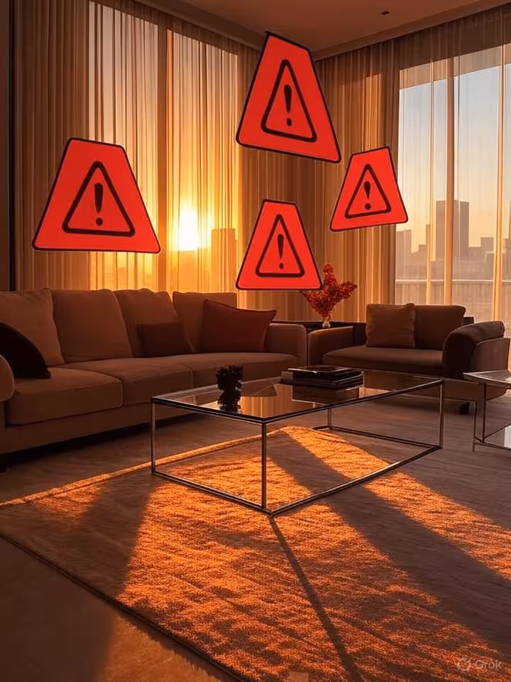 Warning concept visualization: red flags metaphorically represented through abstract geometric shape