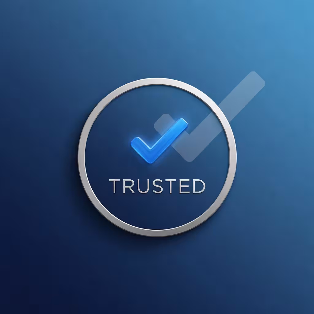 Verified profile badge design with blue checkmark on elegant background, trust symbol, premium quali